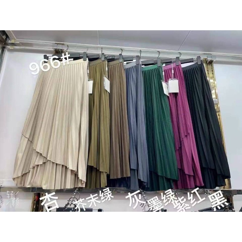Chân váy xếp ly vạt chéo hàng QC