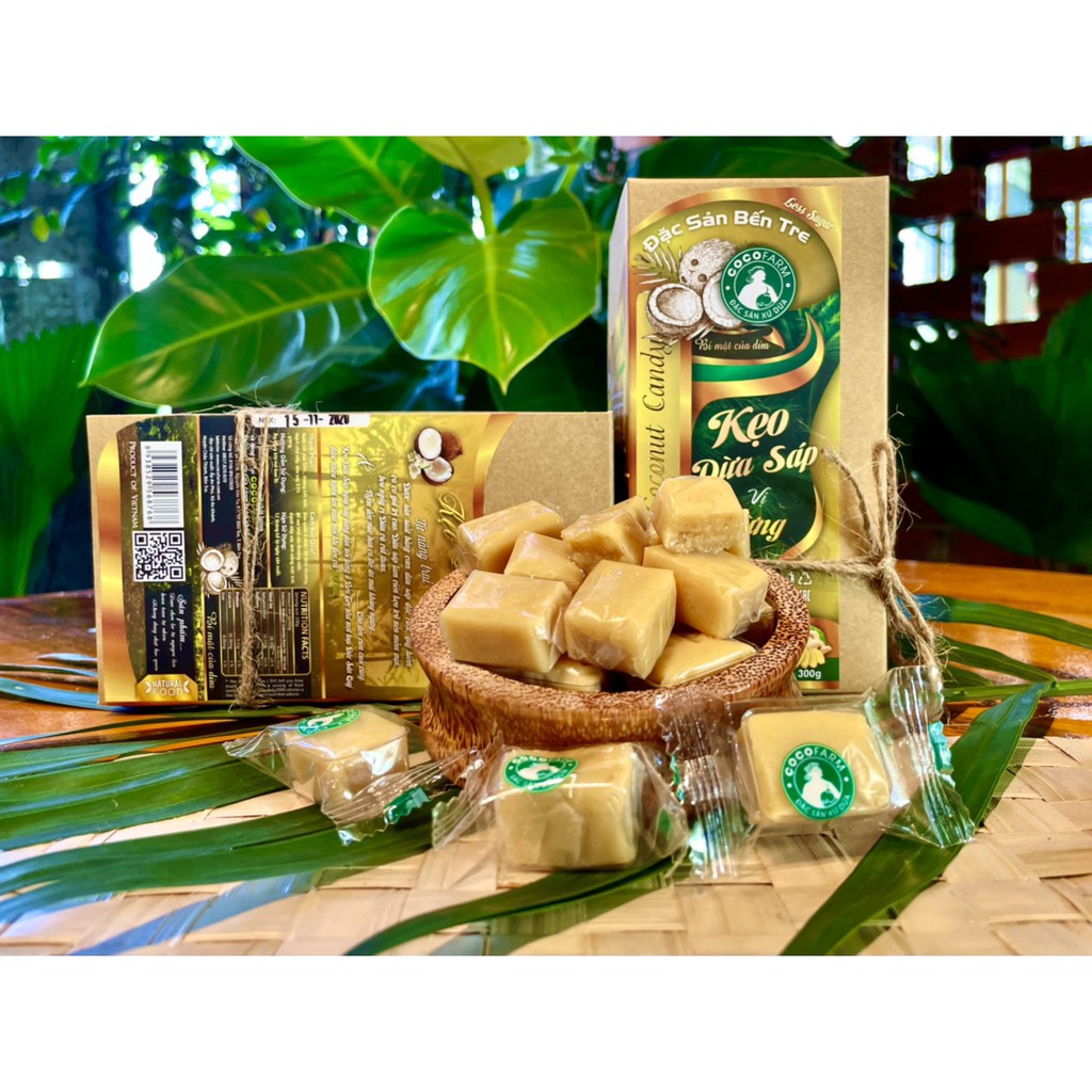 Kẹo Dừa Sáp Cocofarm vị Gừng ít đường 300g