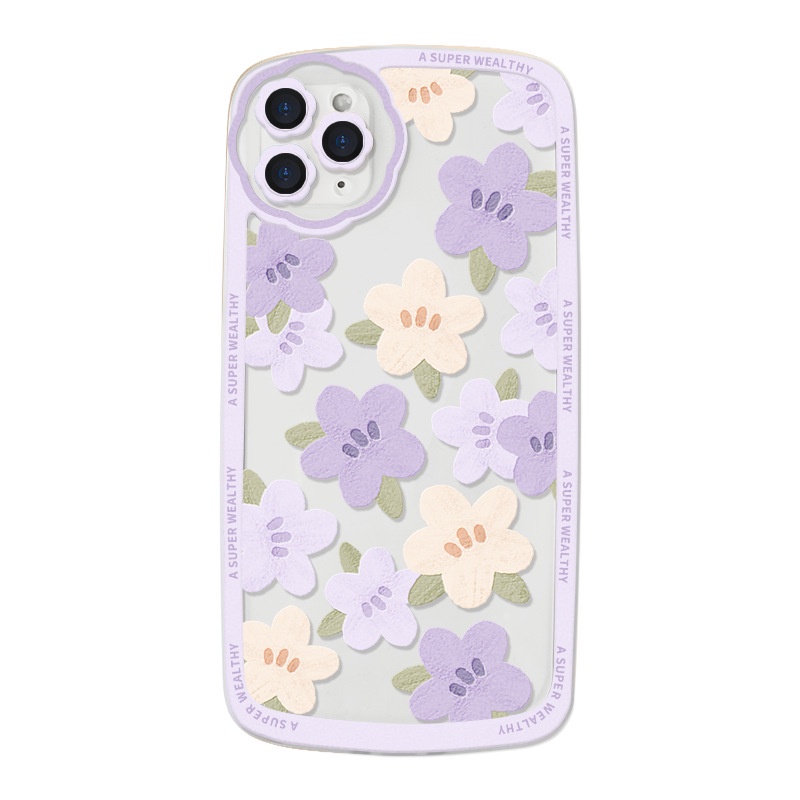 Ốp Điện Thoại Silicon In Họa Tiết Hoa Kèm Dây Đeo Cho Iphone 13 12Promax 11 / 7 / 8PLUS