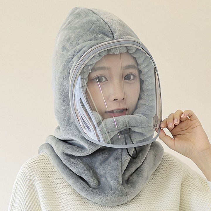 [CÓ KÍNH ] Mũ Lông Có Kính Kéo Khóa Trùm Kín Đầu Giữ Ấm Mùa Đông , Chắn gió , chắn bụi, chắn tía bắn