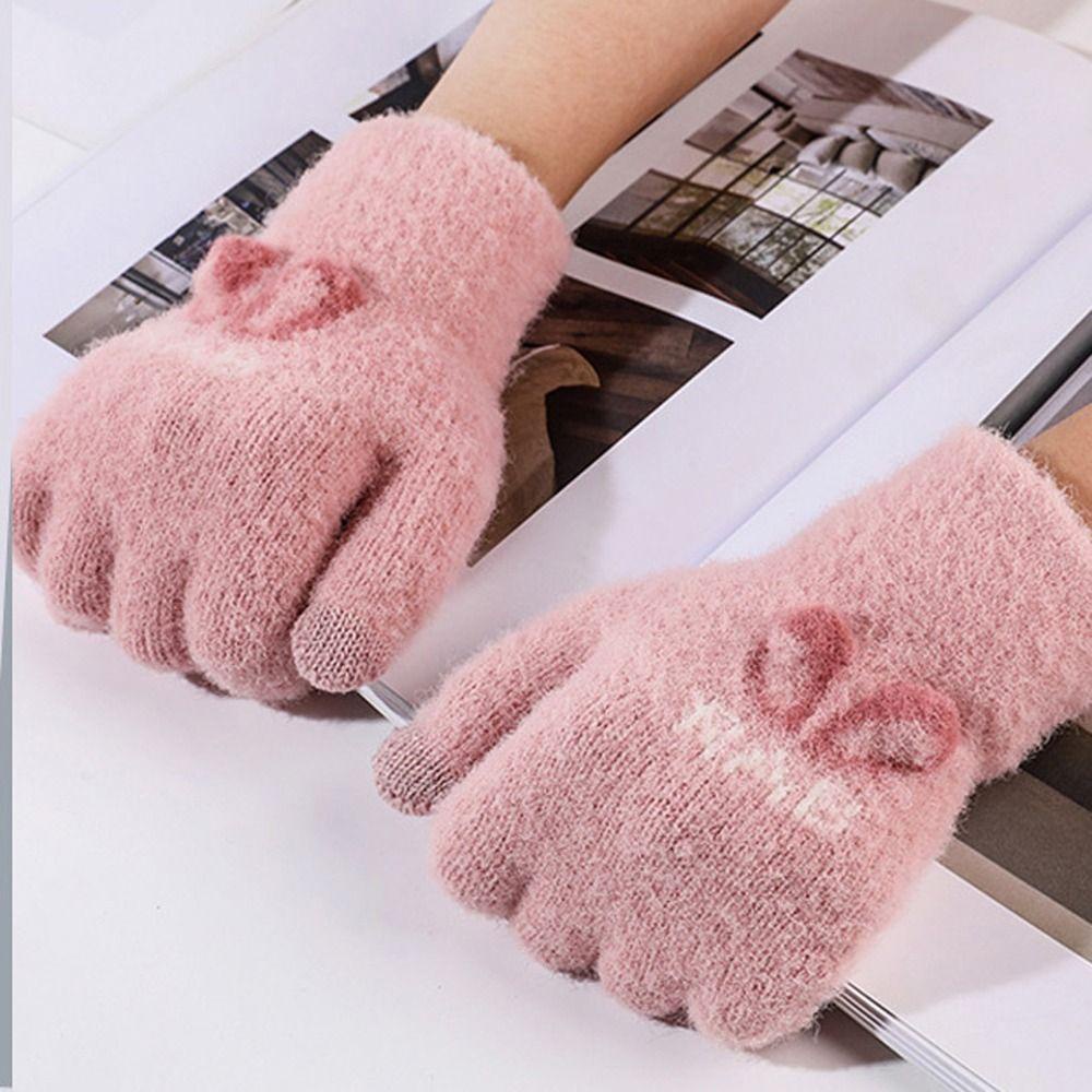 Găng Tay Nylon Giữ Ấm Cảm Ứng Màn Hình Đơn Giản Thời Trang Nữ