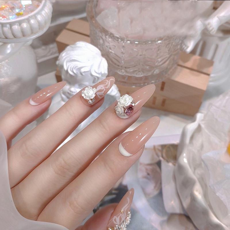 Khay phụ kiện hoa sứ, bi trang trí móng mix size