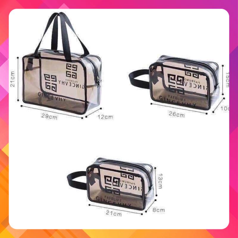 Sét 3 túi đựng đồ trong suốt đủ size tiện dụng