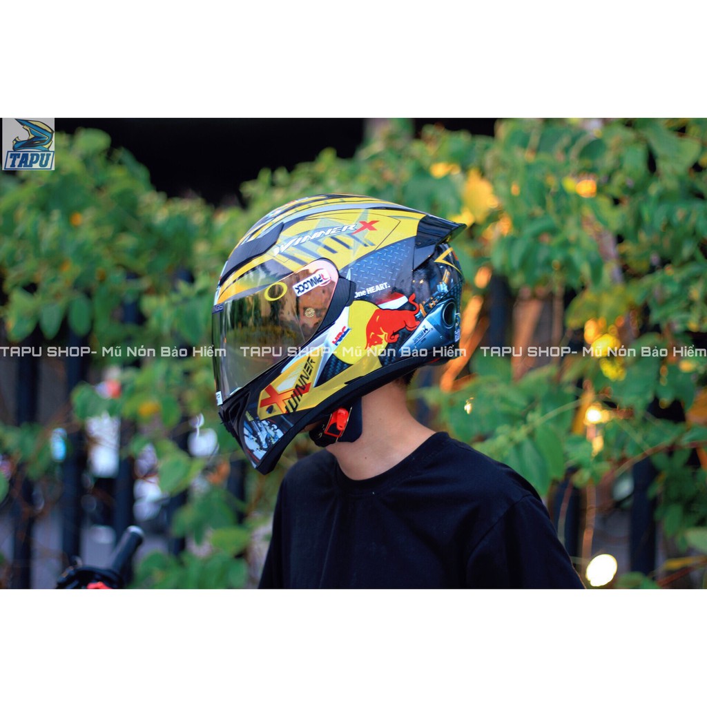 [FREESHIP] MŨ BẢO HIỂM FULLFACE 1 KÍNH  ROYAL M138B LÊN TEM WINNER VÀNG