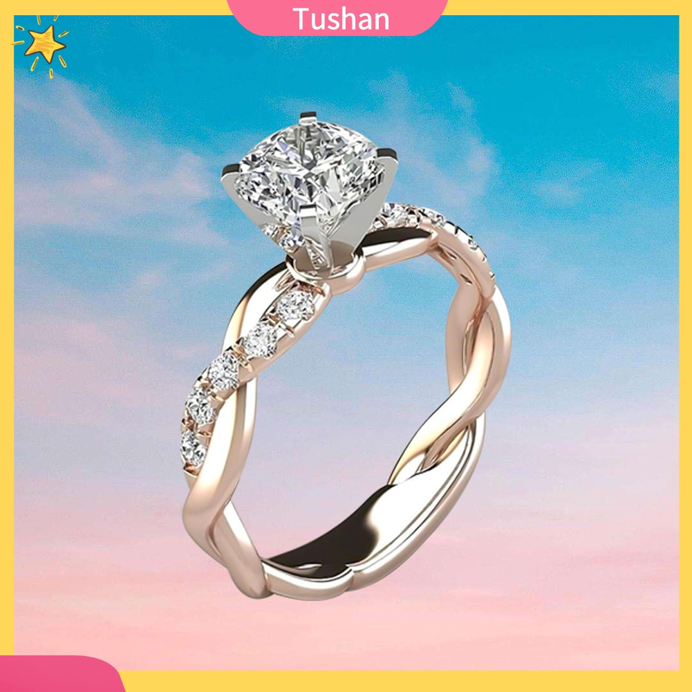 Nhẫn Đính Hôn Đính Đá Zircon Sang Trọng