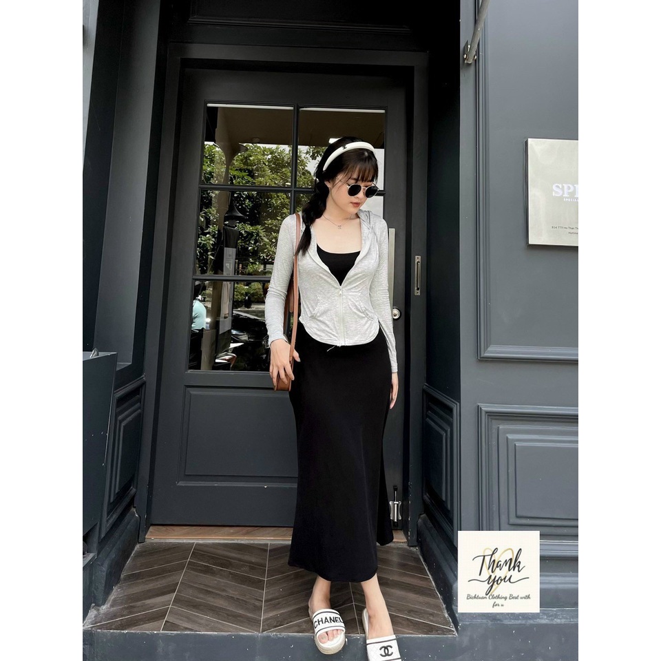 Váy Body ôm dài siêu siêu tôn dáng,set 2 món gồm khoác mỏng mix 2s-Minxy shop