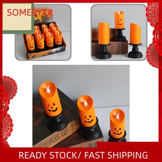 Đèn cầy bóng LED hình bí ngô dùng trang trí tiệc Halloween