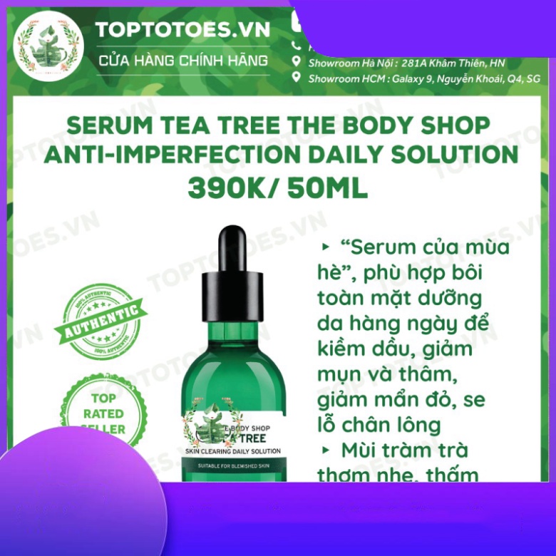 CHỈ SALE HÔM NAY Serum The Body Shop Tea Tree Anti-imperfection Daily Solution kiềm dầu, giảm và ngừa mụn, thâm, se lỗ c