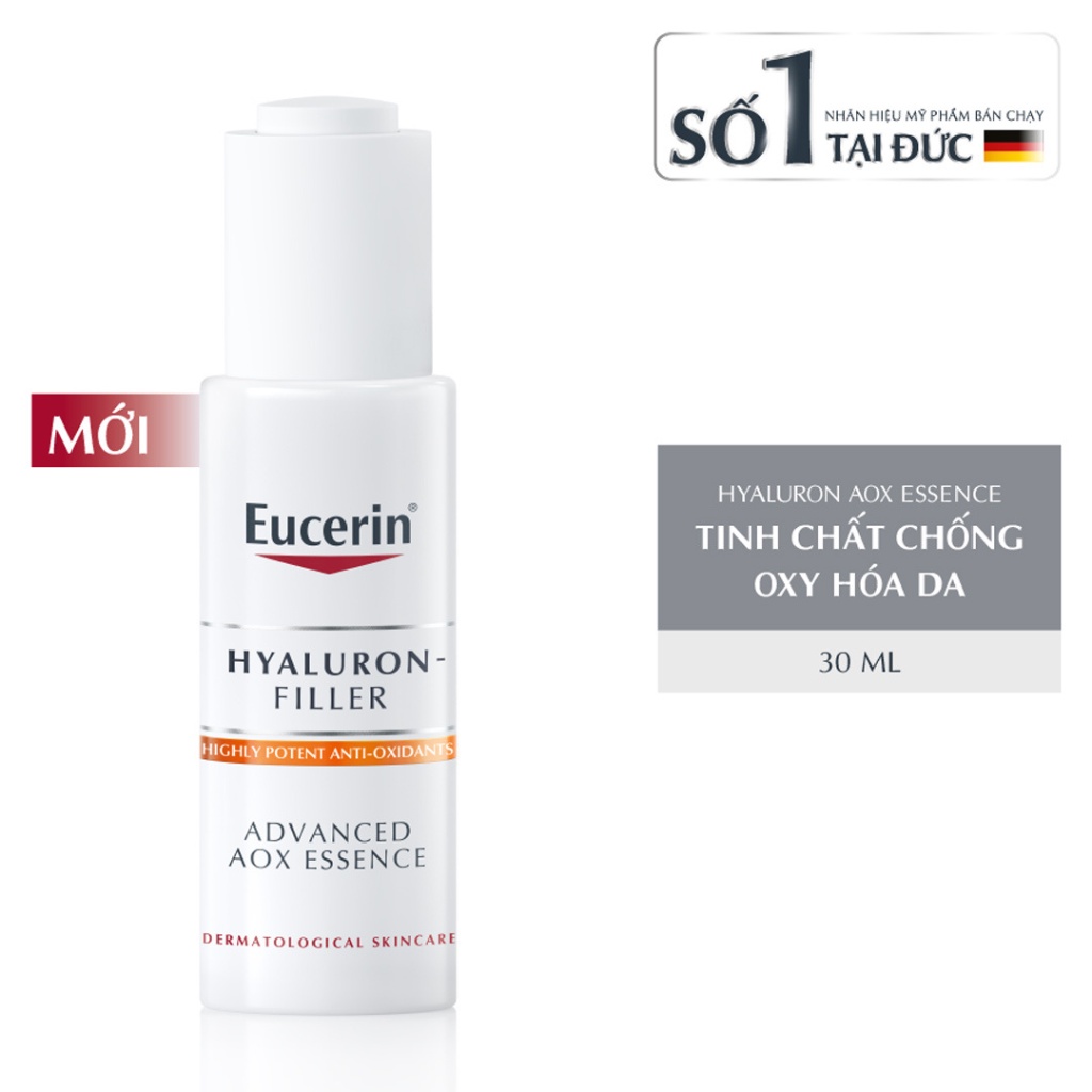 Tinh chất Eucerin Hyaluron [3X]+ Filler Advanced AOX Essence chống oxy hóa và thu nhỏ lỗ chân lông 30ml