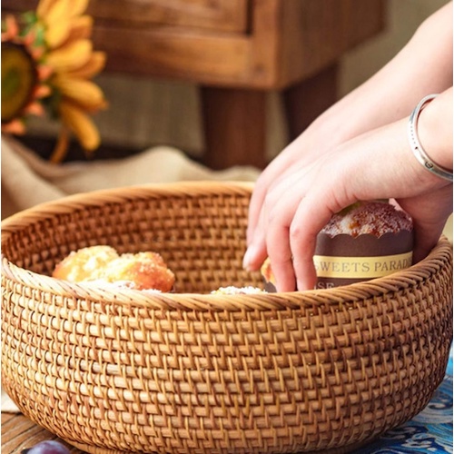 Rổ mây size nhỏ đựng đồ nhiều kích thước - Bát mây guột decor trang trí chụp hình - Rattan Bowl