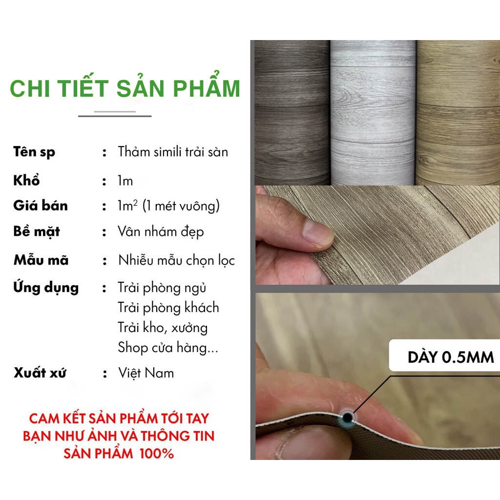 Thảm simili trải sàn, thảm lót trải phòng sàn giả gỗ nền nhựa pvc nhám giá rẻ dày 0.5mm khổ rộng 1m