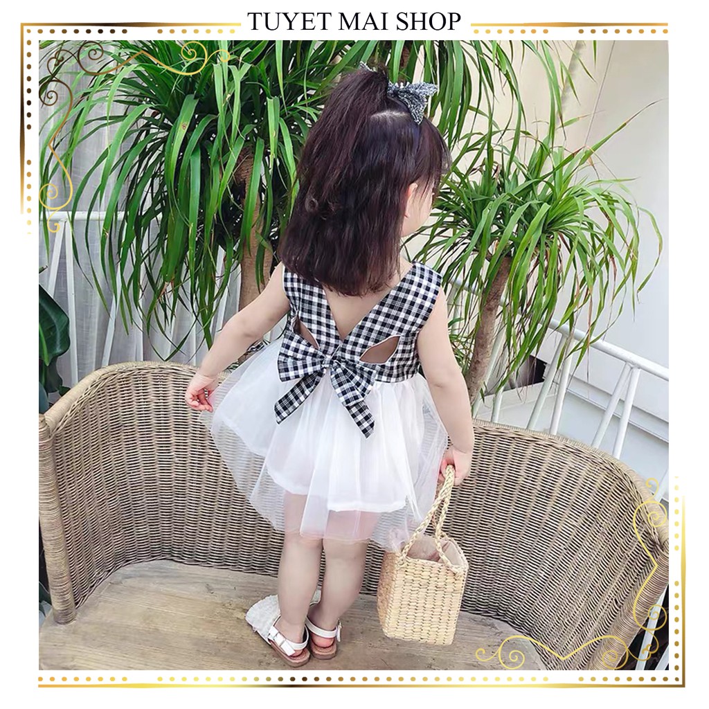 Váy công chúa bé gái ngắn kẻ nơ [0-4 tuổi]