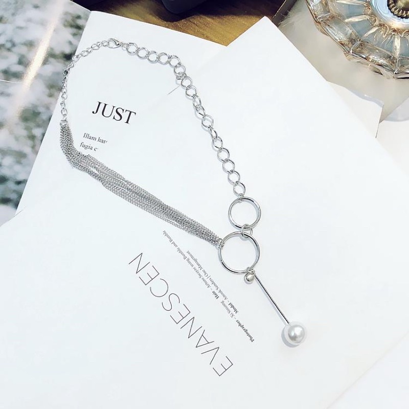 vòng cổ chocker mạ bạc cao cấp đính hạt ngọc nhân tạo phong cách hàn quốc TH91666