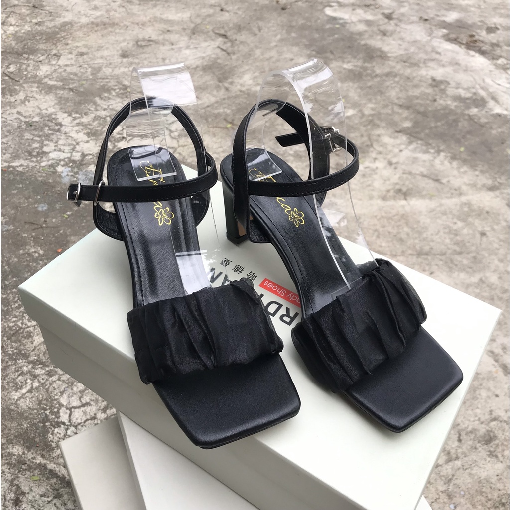 Sandal quai phối lụa