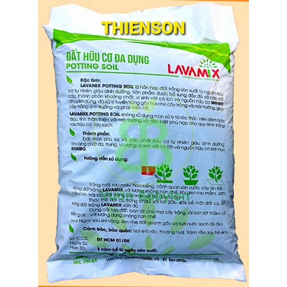 Đất Hữu Cơ LAVAMIX 6,5dm  Dùng Cho Rau Sạch Và Hoa