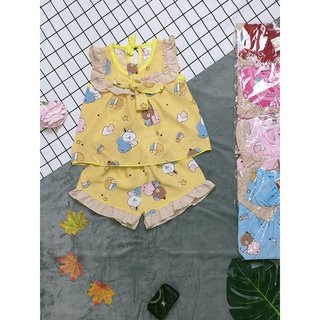 Bộ lụa tay cánh tiên viền bé