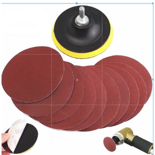 Bộ đĩa chà nhám 4inch và 10 giấy nhám 4 inches đủ số từ 60-2000