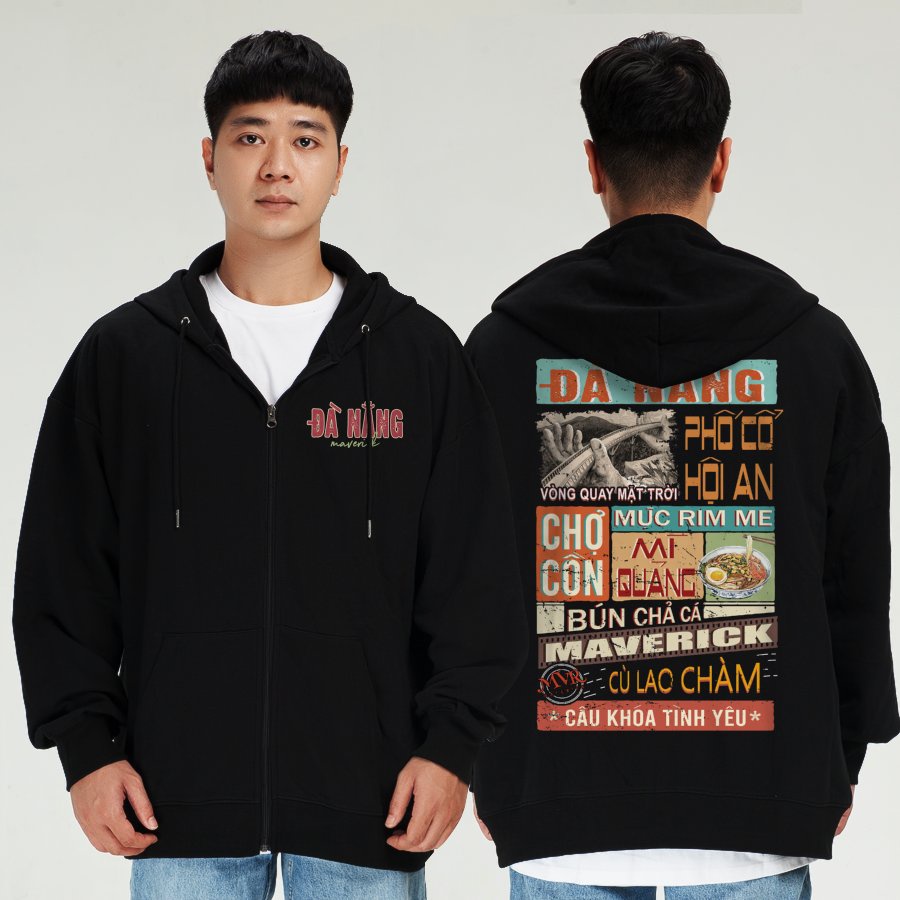 Áo khoác hoodie khóa kéo zip Đà Nẵng danang Tỉnh Biển Du Lịch Miền Trung Phú Yên Khánh Hoà Ninh Bình Thuận UNDER MVR