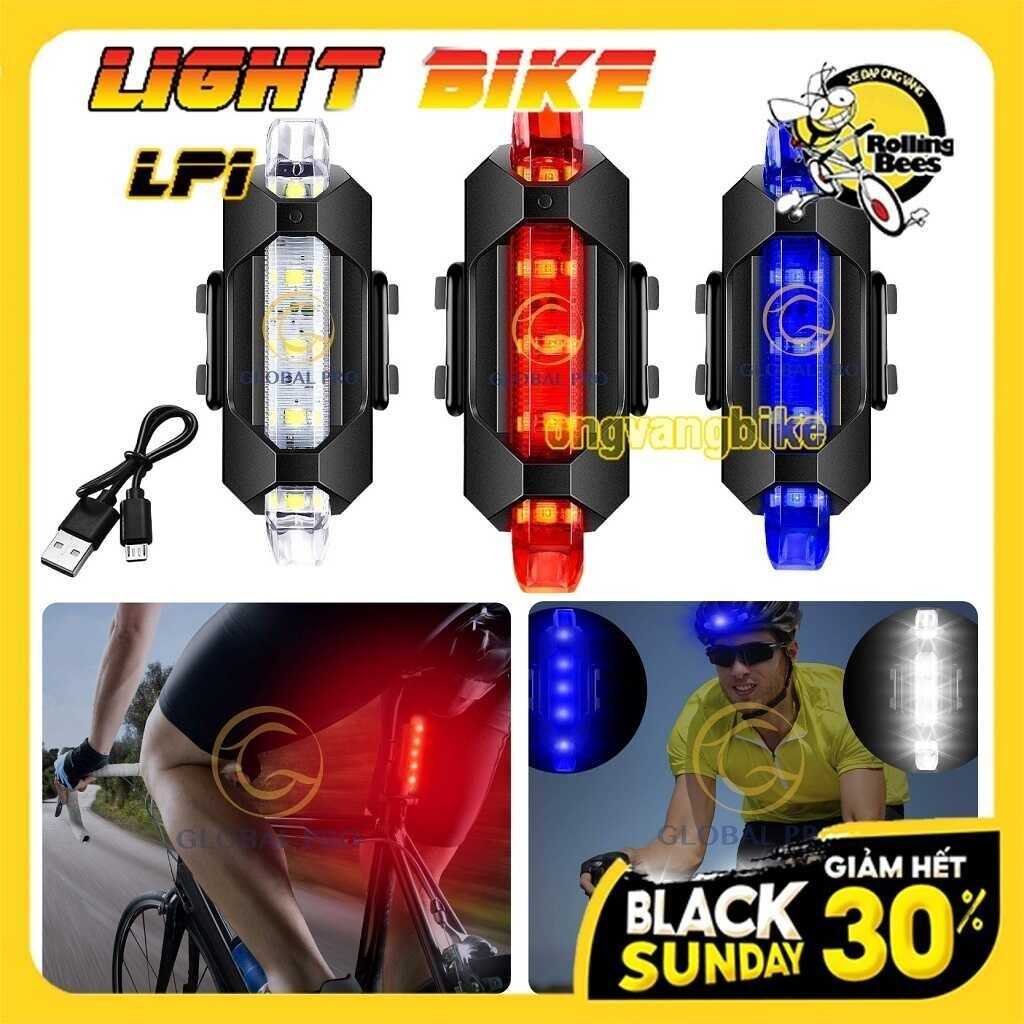 Đèn LED, Đèn Hậu, Đèn Đuôi Xe Đạp thể thao... Hoạt động bằng PIN sạc Micro USB