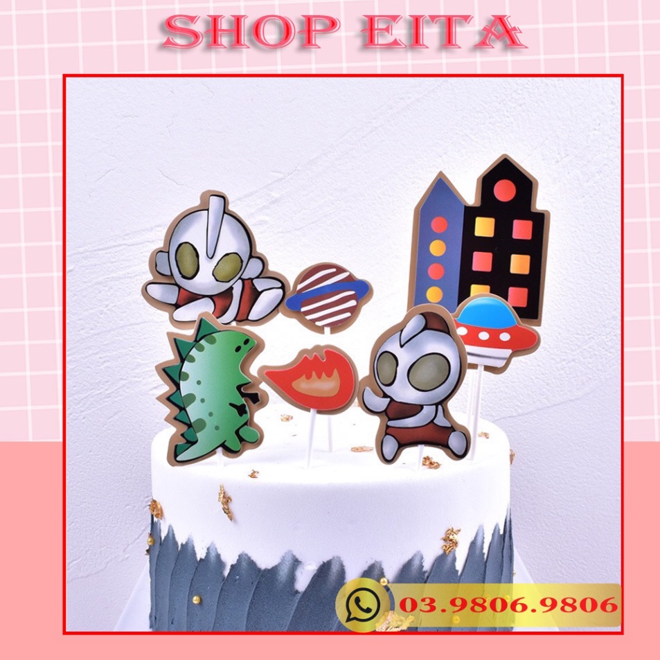 Topper cắm người ngoài hành tinh trang trí bánh kem, trang trí bánh sinh nhật