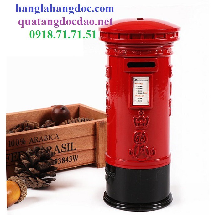 Thùng thư đỏ biểu tượng của London (18cm), trang trí decor vintage độc đáo