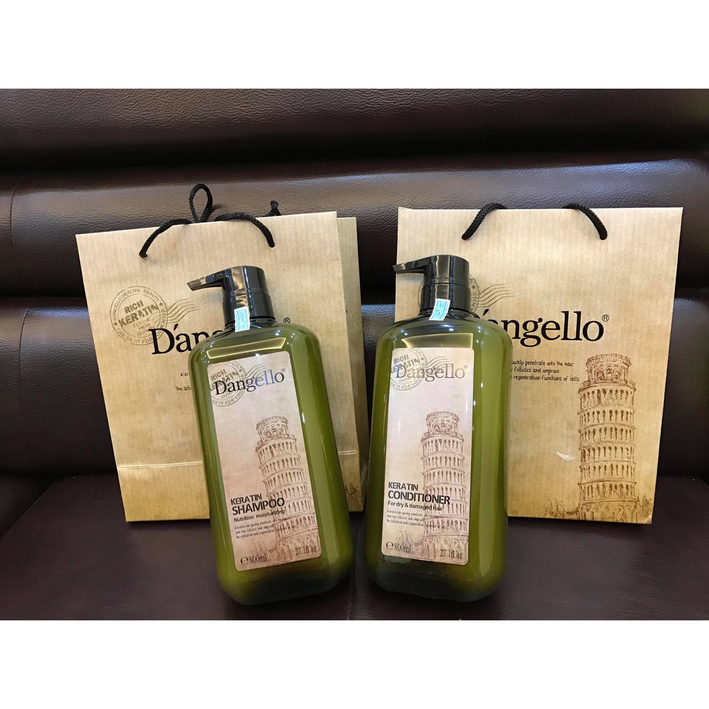 Cặp dầu gội, dầu xả Dangello Keratin 800ml*2 dành cho tóc khô xơ, dưỡng tóc mềm mượt, chắc khỏe