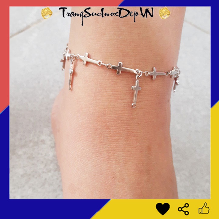 Lắc chân nữ inox chuỗi thánh giá rớt thánh giá, sáng đẹp không đen tạo nên phong cách đẹp, lạ cho quý cô