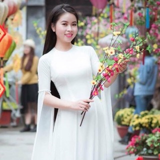 Bộ áo dài trắng trơn hàng cao cấp