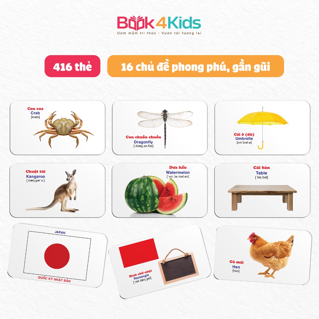 Sách Thẻ học Flashcard - Bộ Thẻ Học Thông Minh (416 Thẻ Flashcards Tiếng Anh 16 Chủ Đề) | BigBuy360 - bigbuy360.vn