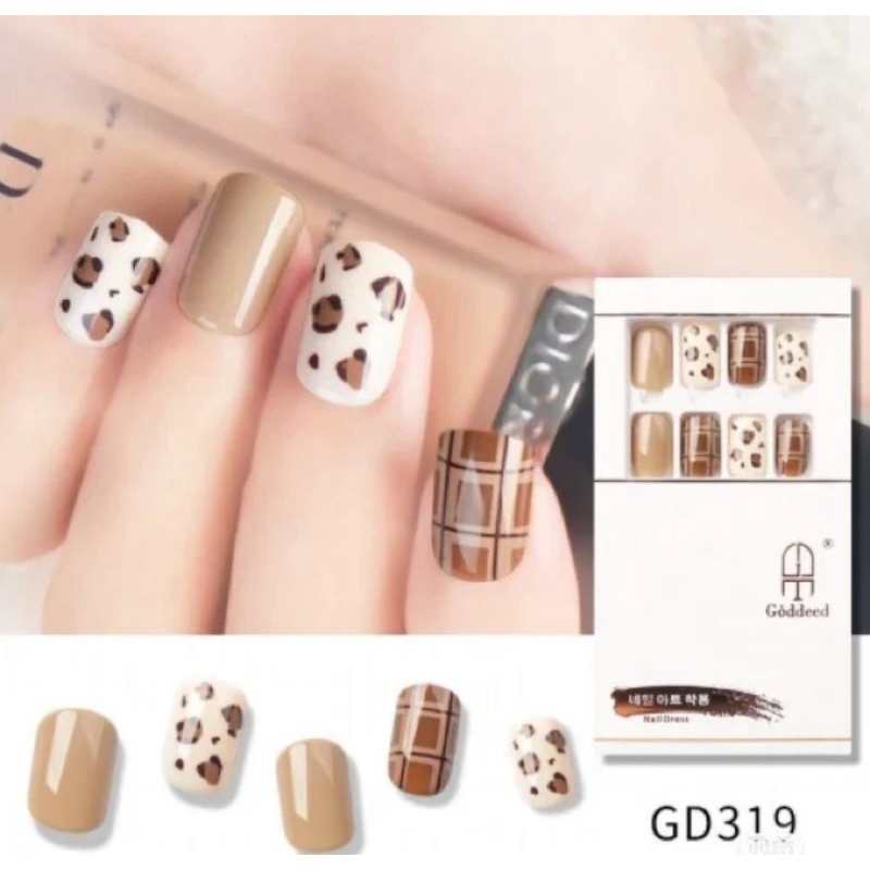 {Nailbox 319 CAFE SỮA BÒ - Sẵn Keo sau móng} - HỘP 30 MÓNG DÁN CAO CẤP GODDEED BỘ SƯU TẬP MÓNG DÁN CAO CẤP