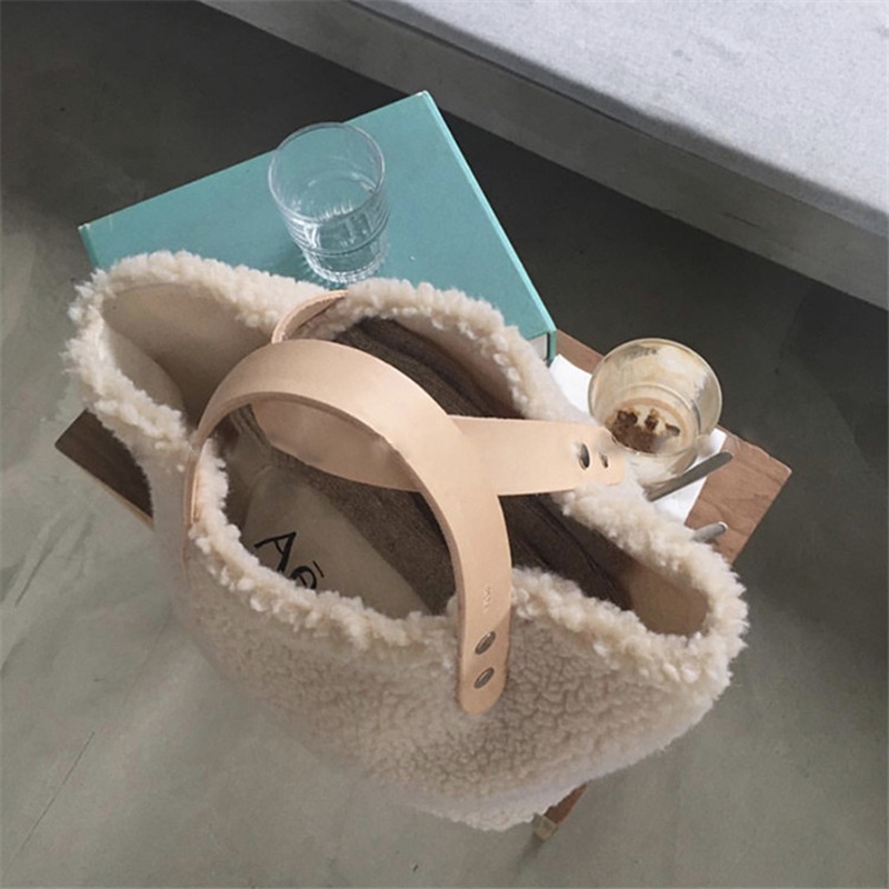 Ielgy Túi Xách Lông Cừu Phiên Bản Hàn Quốc Bắn Đường Phố