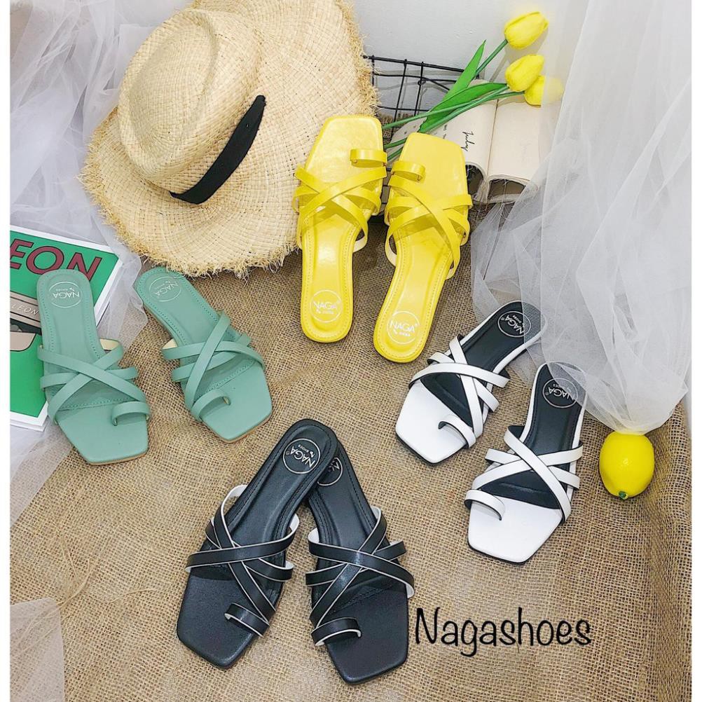 | Sale Khủng | DÉP NAGASHOES MŨI VUÔNG XỎ NGÓN QUAI ĐAN CHÉO NAD75 Đẹp năm nay