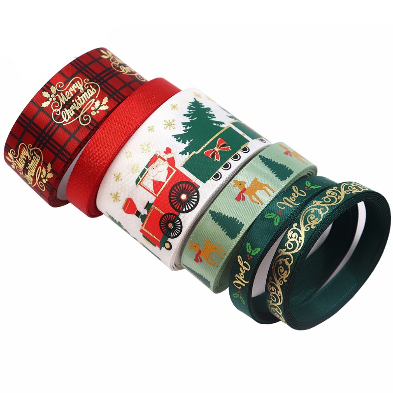 Dây Ruy Băng Họa Tiết Ông Già Noel Trang Trí Cây Thông Noel