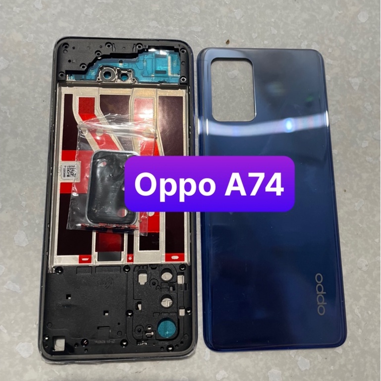 bộ vỏ oppo A74 - bộ gồm lưng,sườn,xương máy,phím,cụm kính camera