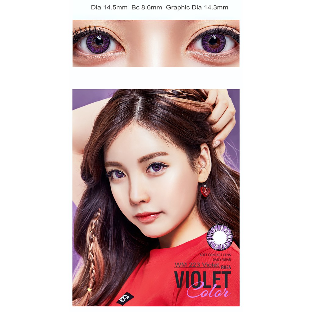 Kính áp tròng 223 Violet không độ Hàn Quốc