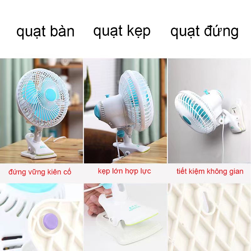 Quạt Xoay Để Bàn Mini 180 Độ, Có Thể Kẹp Hoặc Đứng, 2 Chế Độ Gió Cắm Điện, Lồng Quạt Bằng Thép Cho Ký Túc Xá Sinh Viên