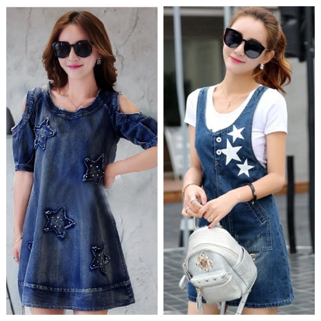 Đầm Jean Cổ Tròn Phối Ngôi Sao Ko Kèm Áo Thun BY1152