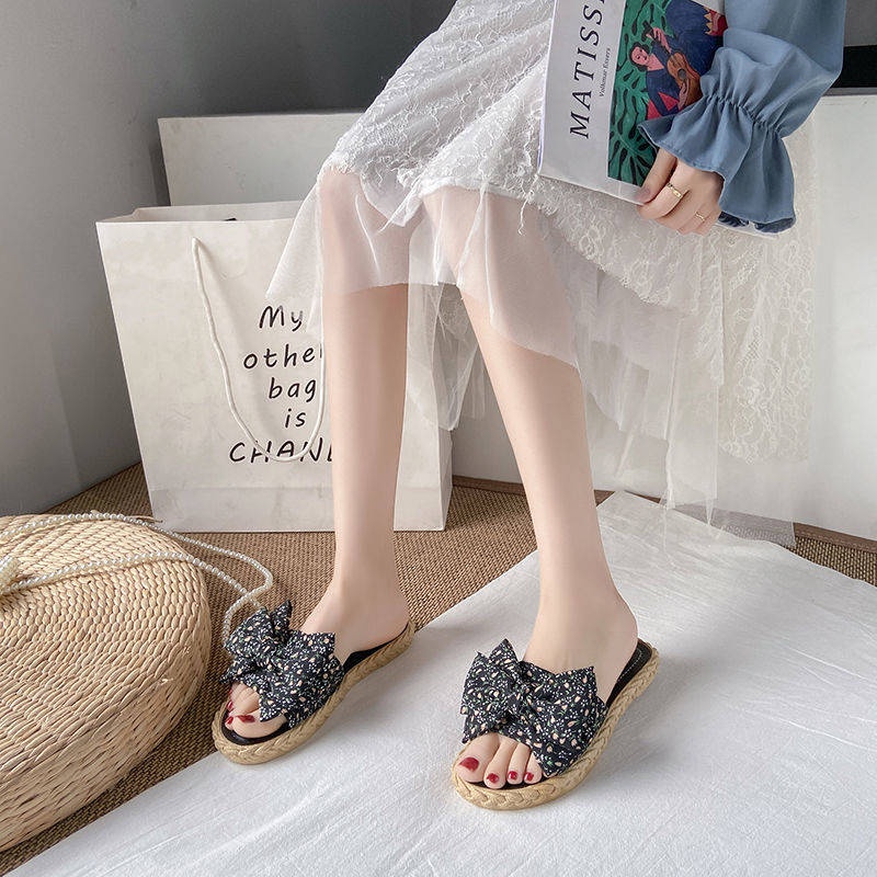 Dép Sandal Chống Trượt Thắt Nơ Thời Trang Đi Biển Hàng Mới Cho Nữ
