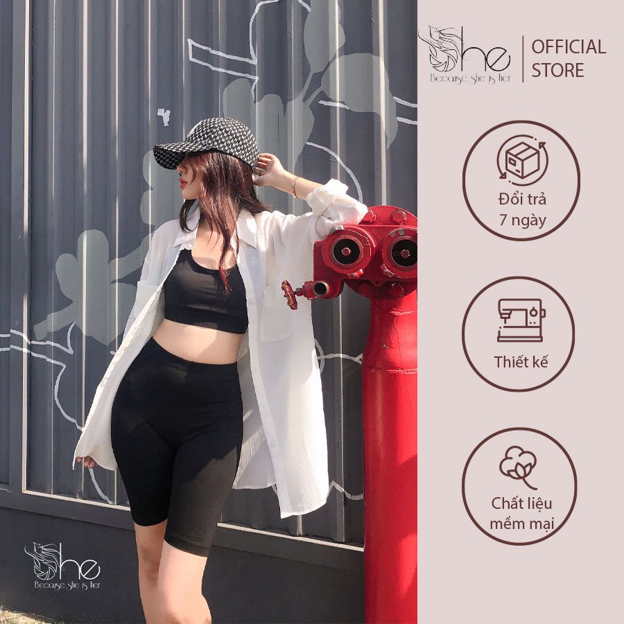 Áo sơ mi freesize tay dài Because She Is Her, áo sơ mi nữ trắng form rộng mỏng khoác SA25