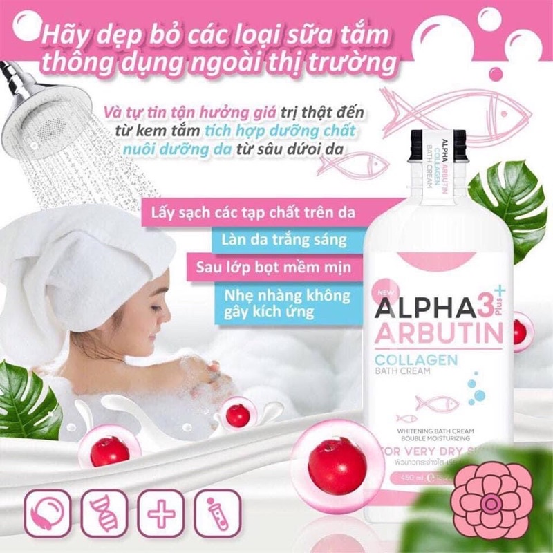 Sữa tắm dưỡng trắng da alpha arbutin Thái lan 350ml