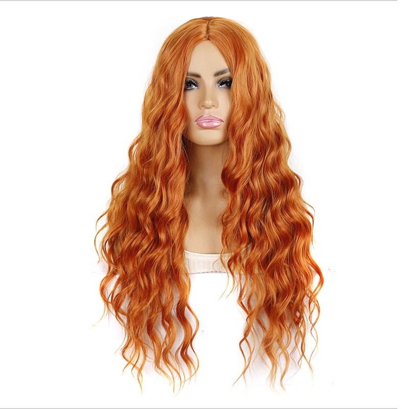 Tóc giả xoăn dài 24" màu cam thời trang nữ
