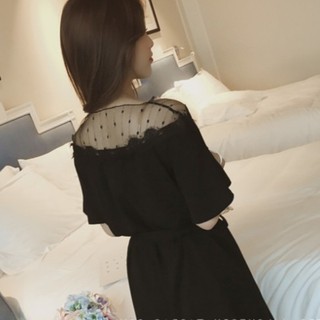 SUXI Đầm phối ren, eo cột nơ đáng yêu cho nữ