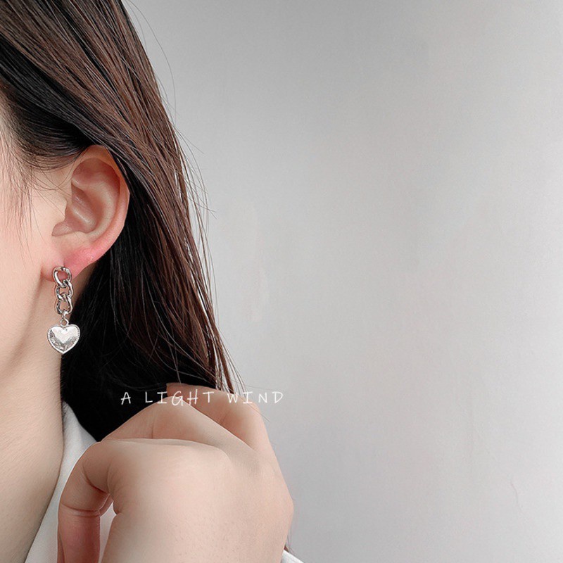 Khuyên Tai Dây Xích Hình Trái Tim Xinh Xắn  191118Bông Tai Thời Trang Sang Trọng Cao Cấp Cho Nữ
