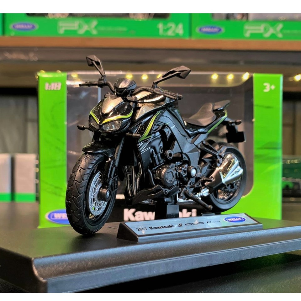 Xe mô hình mô tô Kawasaki Z1000 Carshop tỉ lệ 1:18 hãng Welly