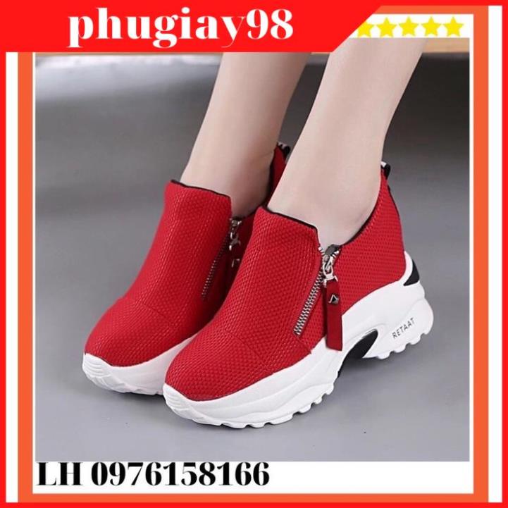 Giầy đế độn tăng chiều cao 10cm khoá kéo siêu nhẹ và êm +Ảnh thật hot
