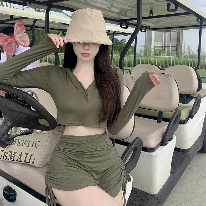 Set áo váy thể thao rút dây Ulzzang