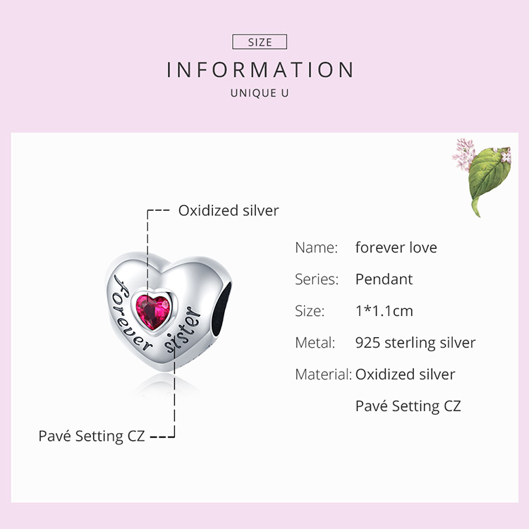 Hạt Trang Sức Bamoer SCC1835 Bạc Sterling 925 In Chữ Forever Love Sáng Tạo Bắt Mắt Cho Nữ