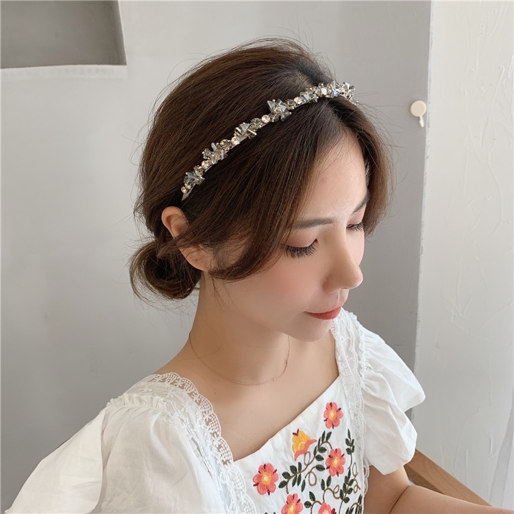 Bờm cài tóc Băng đô đính đá màu trắng cho các bạn nữ thích chụp ảnh sang chảnh, thời trang Hàn Quốc Lemi Accessories
