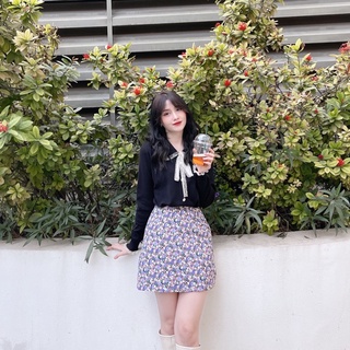 Chân váy hoa tím dáng A 6SIX closet