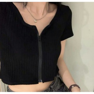 THF ÁO CROPTOP KHÓA KÉO TÔN EO